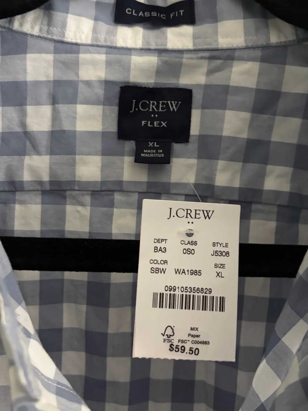 J. Crew Men's Light Blue and White Gingham Button-Down Shirt